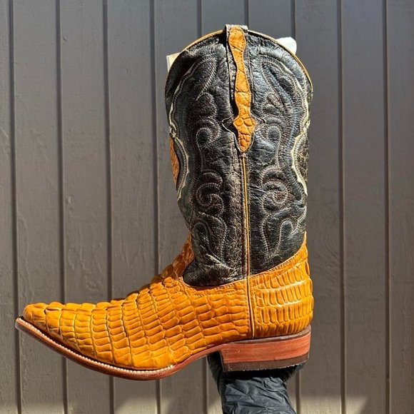 #56 Orange Crocodile Tail Design Western Boot with Details main image 5